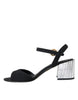 Dolce & Gabbana Black Crystal Ankle Strap Keira Sandal Shoes