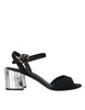 Dolce & Gabbana Black Crystal Ankle Strap Keira Sandal Shoes