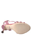 Dolce & Gabbana Pink Strass Ankle Strap Heels Sandals Shoes