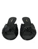 Dolce & Gabbana Black Exotic Leather Heels Slides Shoes