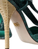 Dolce & Gabbana Green Exotic Leather Heels Sandals Shoes