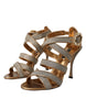 Dolce & Gabbana Bronze Crystal Strap Heels Sandals Shoes