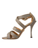 Dolce & Gabbana Bronze Crystal Strap Heels Sandals Shoes
