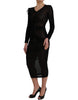 Dolce & Gabbana Black Sheer Bodycon Sheath Midi Dress