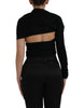 Dolce & Gabbana Black Wool Cutout Asymmetric Long Sleeve Top