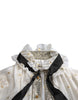 Dolce & Gabbana Off White Silk Blend Ascot Collar Blouse Top