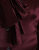 Dolce & Gabbana Maroon Ascot Collar Long Sleeve Top Blouse