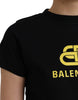 Balenciaga Black Cotton Logo Crew Neck Short Sleeves T-shirt