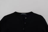 Dolce & Gabbana Black Button Down Slim Cardigan Wool Sweater