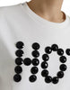 Dolce & Gabbana White Cotton Black HOT Crystal Top T-shirt