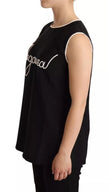 Dolce & Gabbana Black Silk Eleganza Print Sleeveless Tank Top