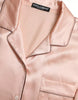 Dolce & Gabbana Pink Silk Long Sleeves Logo Pajama Blouse Top