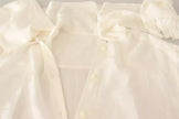 Dolce & Gabbana White Blouse Ascot Collar Shirt Silk Button Top