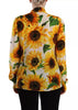 Dolce & Gabbana White Sunflower Silk Ascot Collar Blouse Top
