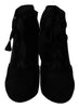 Dolce & Gabbana Black Suede Stretch Ankle Boots Booties Shoes