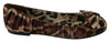 Dolce & Gabbana Brown Leopard Silk Ballerina Flats Shoes