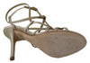 Dolce & Gabbana Gold Silk Ankle Strap Heels Sandals Shoes