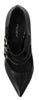 Dolce & Gabbana Black Leather Ankle Strap Heels Pumps Shoes