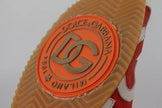 Dolce & Gabbana Red White Leather Mens Logo Casual Sneakers Shoes