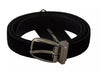 Dolce & Gabbana Black Velvet Silver Tone Metal Buckle Belt