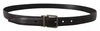 Dolce & Gabbana Black Calf Leather Vintage Logo Metal Buckle Belt