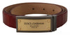 Dolce & Gabbana Brown Leather Gold Engraved Metal Buckle Belt