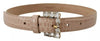 Dolce & Gabbana Beige Leather Crystal Buckle Women Belt