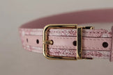 Dolce & Gabbana Pink Jaquard Embroidered Gold Tone Metal Buckle Belt