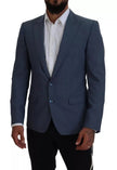 Dolce & Gabbana Blue Wool Stretch Slim Fit Jacket Blazer