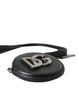 Dolce & Gabbana Black Round Leather DG Logo Coin Purse Lanyard Wallet