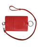 Dolce & Gabbana Red Calfskin Leather Lanyard Logo Card Holder Wallet