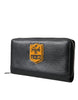Dolce & Gabbana Black Leather Logo Patch Zip Around Continental Wallet