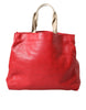 Dolce & Gabbana Red Leather #DGFamily Patch Shopping Tote Bag
