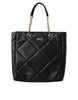 Dolce & Gabbana Black Leather JUNGLE Quilted Shopping Tote Bag