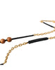 Dolce & Gabbana Black Gold Wooden Beaded Logo Pendant