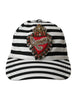 Dolce & Gabbana Black White Stripe Amore Heart Applique Baseball Hat