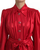 Dolce & Gabbana Elegant Red Silk Midi Dress with Button Detail