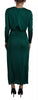 Dolce & Gabbana Dark Green Viscose Long Sleeve Midi Dress