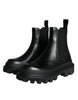 Dolce & Gabbana Black Leather Slip On Stretch Trekking Boots Shoes
