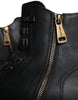 Dolce & Gabbana Black Lace Up Mid Calf Boots Men Shoes