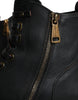 Dolce & Gabbana Black Lace Up Mid Calf Boots Men Shoes