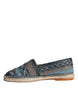 Dolce & Gabbana Blue Gray Woven Leather Buffalo Espadrille Shoes