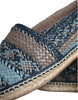 Dolce & Gabbana Blue Gray Woven Leather Buffalo Espadrille Shoes