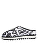 Dolce & Gabbana Black White Quilted Logo Sandals Slides Shoes