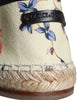 Dolce & Gabbana Beige Floral Canvas Espadrilles Slip On Shoes