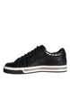 Dolce & Gabbana Black Leather Men Low Top Sneakers Shoes