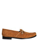 Dolce & Gabbana Brown Velvet Leather Logo Mocassin Slip On Shoes