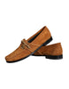Dolce & Gabbana Brown Velvet Leather Logo Mocassin Slip On Shoes