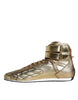Dolce & Gabbana Gold Leather Sartoria High Top Sneakers Shoes