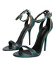 Dolce & Gabbana Dark Green Calf Leather Heels Sandals Shoes